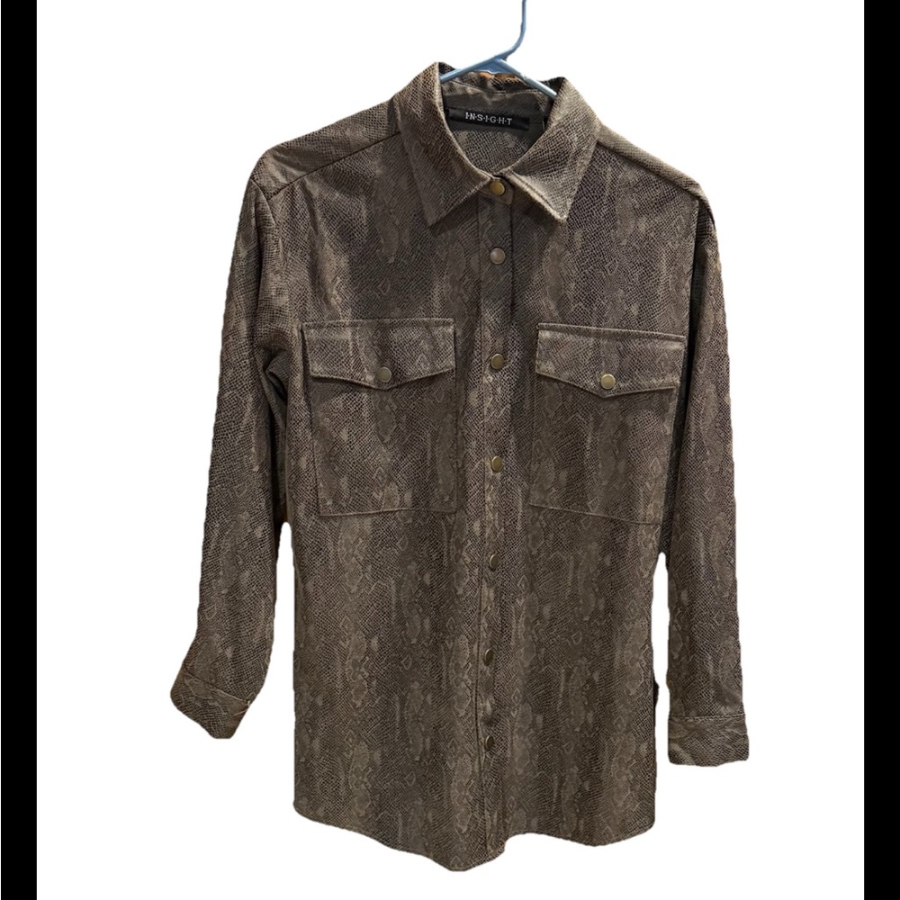 Insight Faux Snakeskin Jacket Snap Front Black and Brown Size Medium